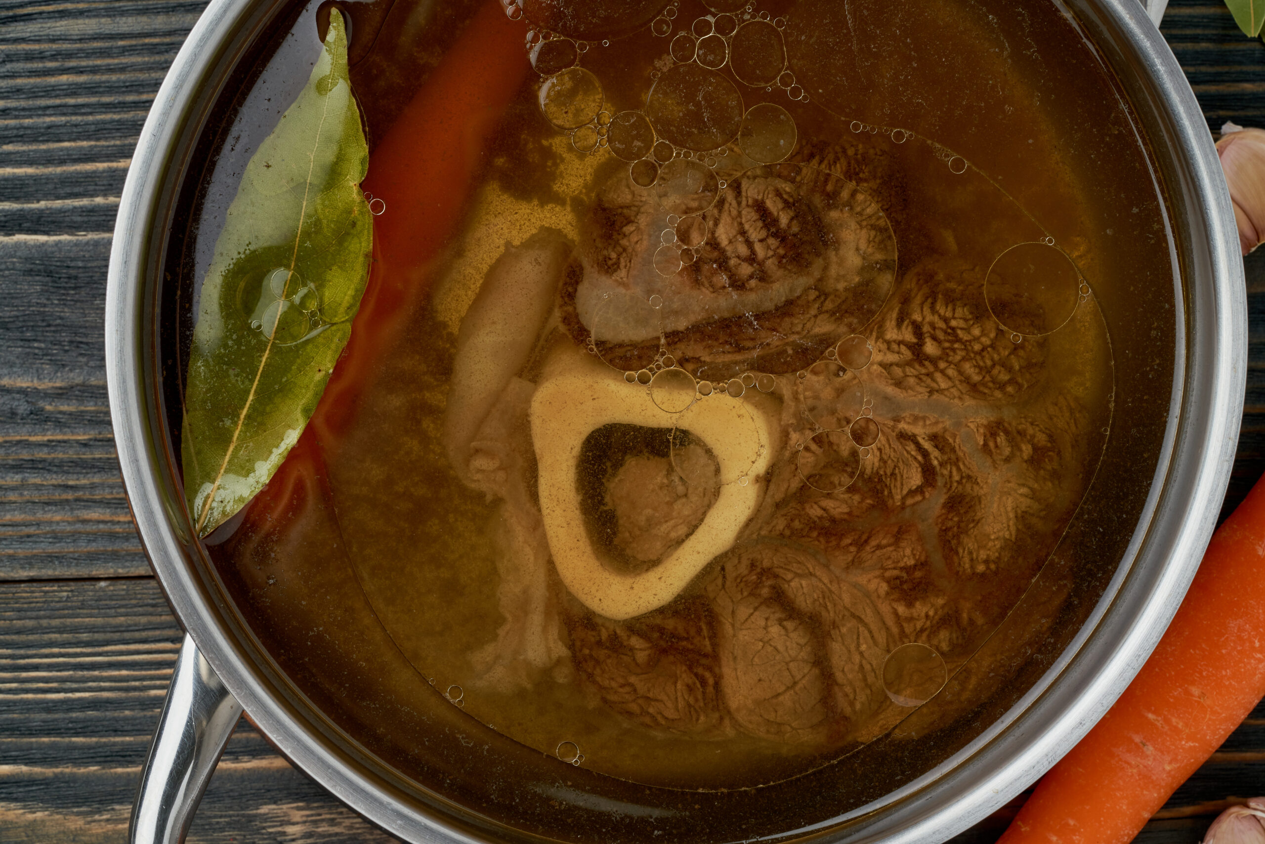 Beef broth simmering